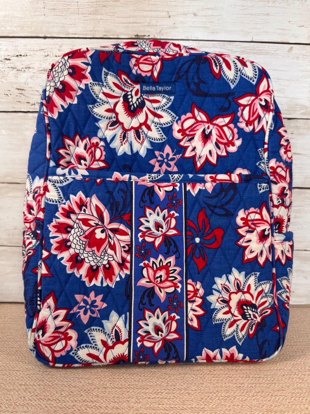 Bella Taylor Quilted Backpack Blue Floral Cotton
